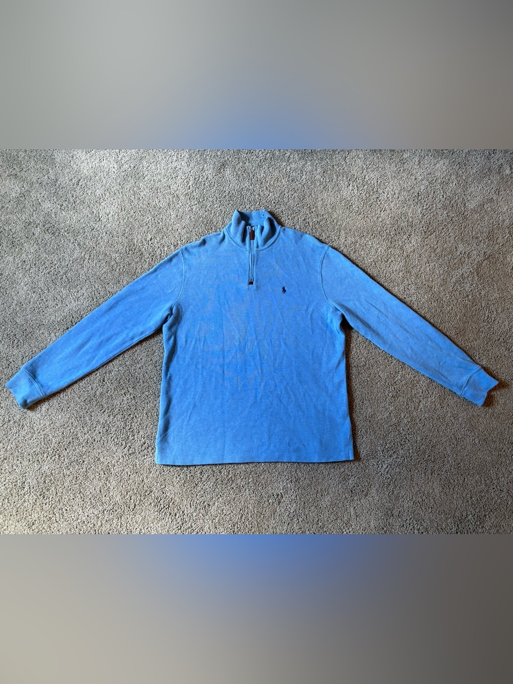 Polo Ralph Lauren 1/4 Zip Pullover Sweater Blue Mens Size L Cotton Preppy Pony